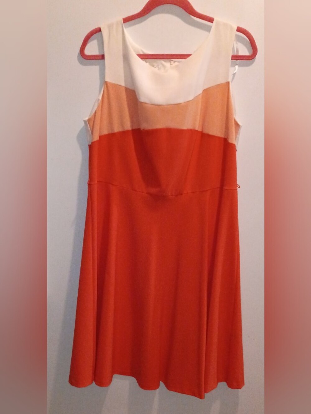 Dressbarn Orange and Cream Colorblock Dress